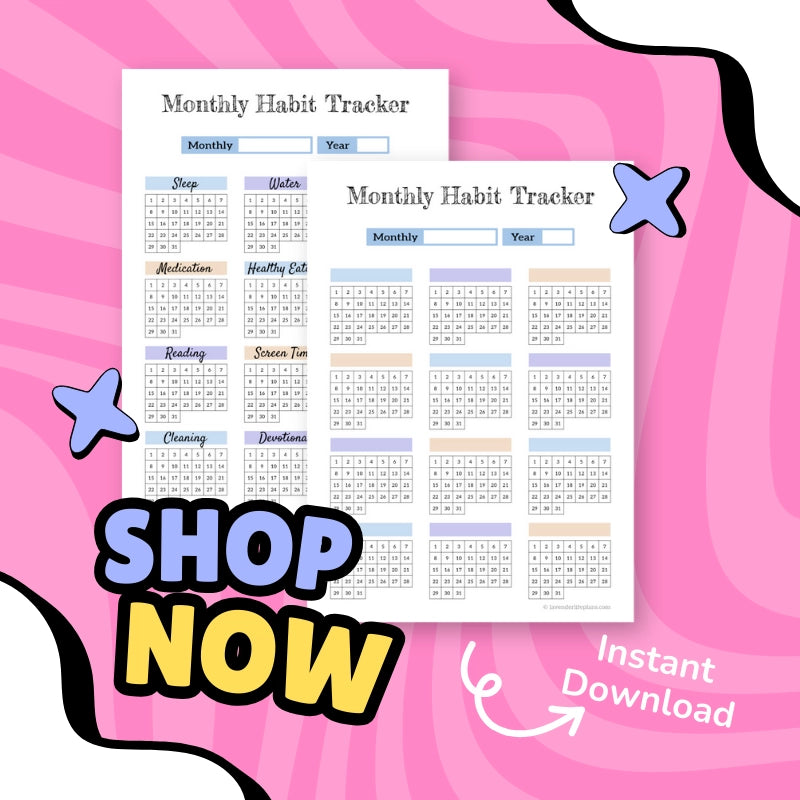 Printable Monthly Habit Tracker - Lavender Life Plans