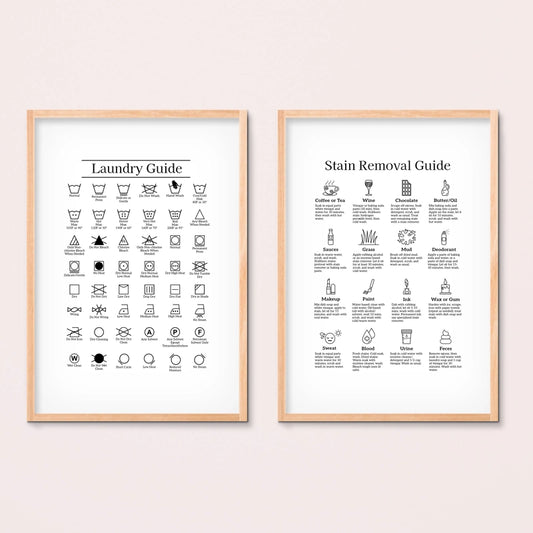 Laundry Symbols Chart and Laundry Stain Sign, 2 Print Set - image 1