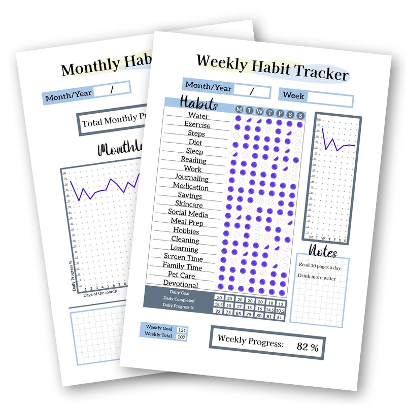 Printable Habit Tracker With Progress Graph - image 1